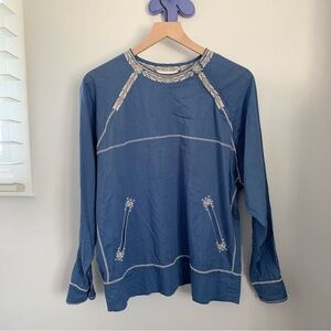 Isabel Marant Etoile 38 US 6 Ryker Ellie Ite Top Embroidered Blue